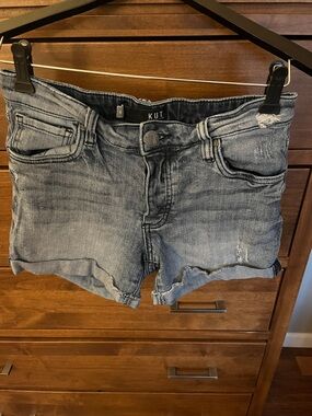 Kut from the Kloth Faded Light Blue Rolled Hem Denim Shorts